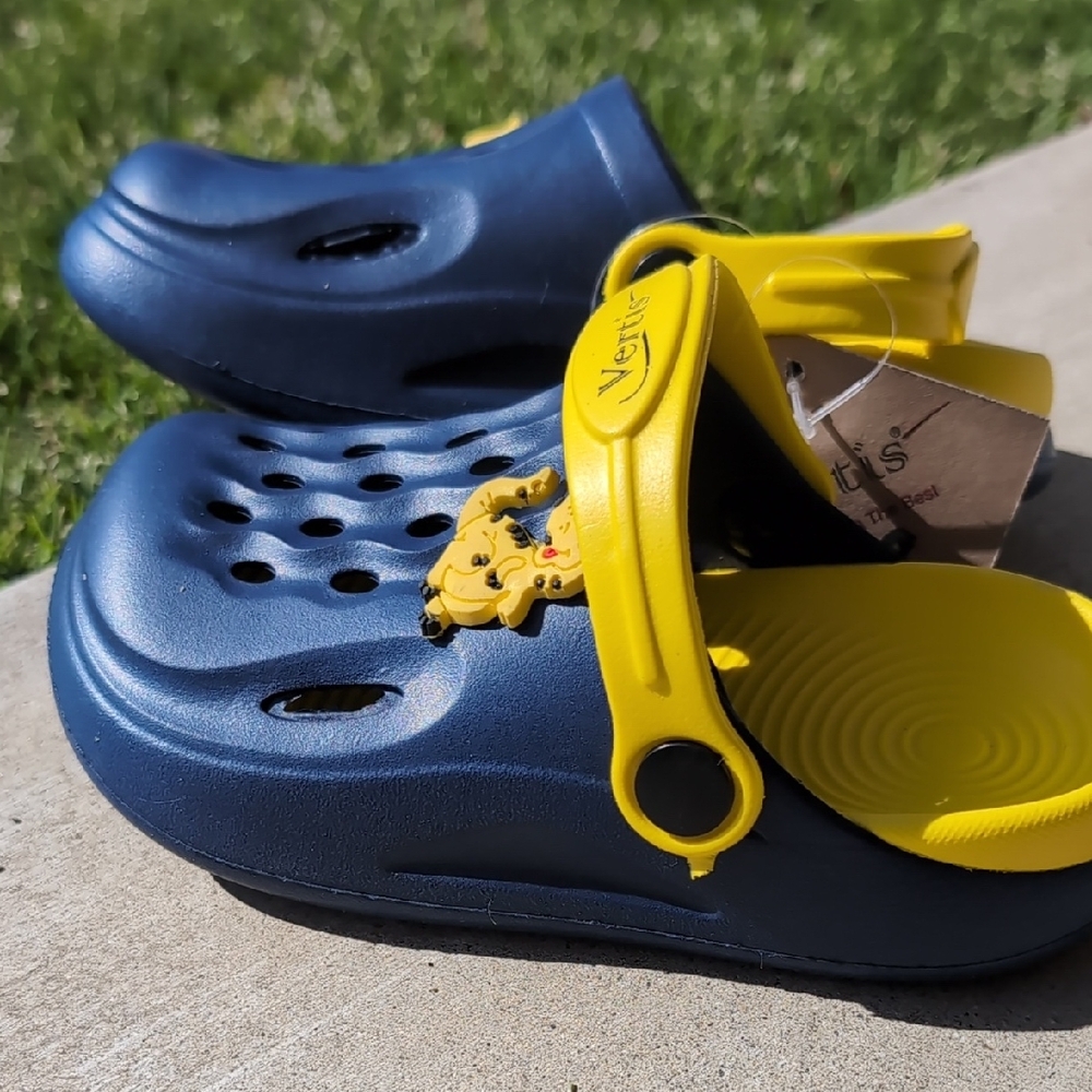 Kids Blue and Yellow Clogs - Picture 4 of 8